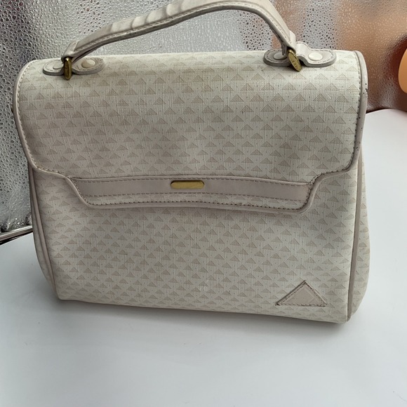 Liz Clairborne Vintage 1984 handle‎ satchel medium with 3 departments white/tan - Picture 1 of 13